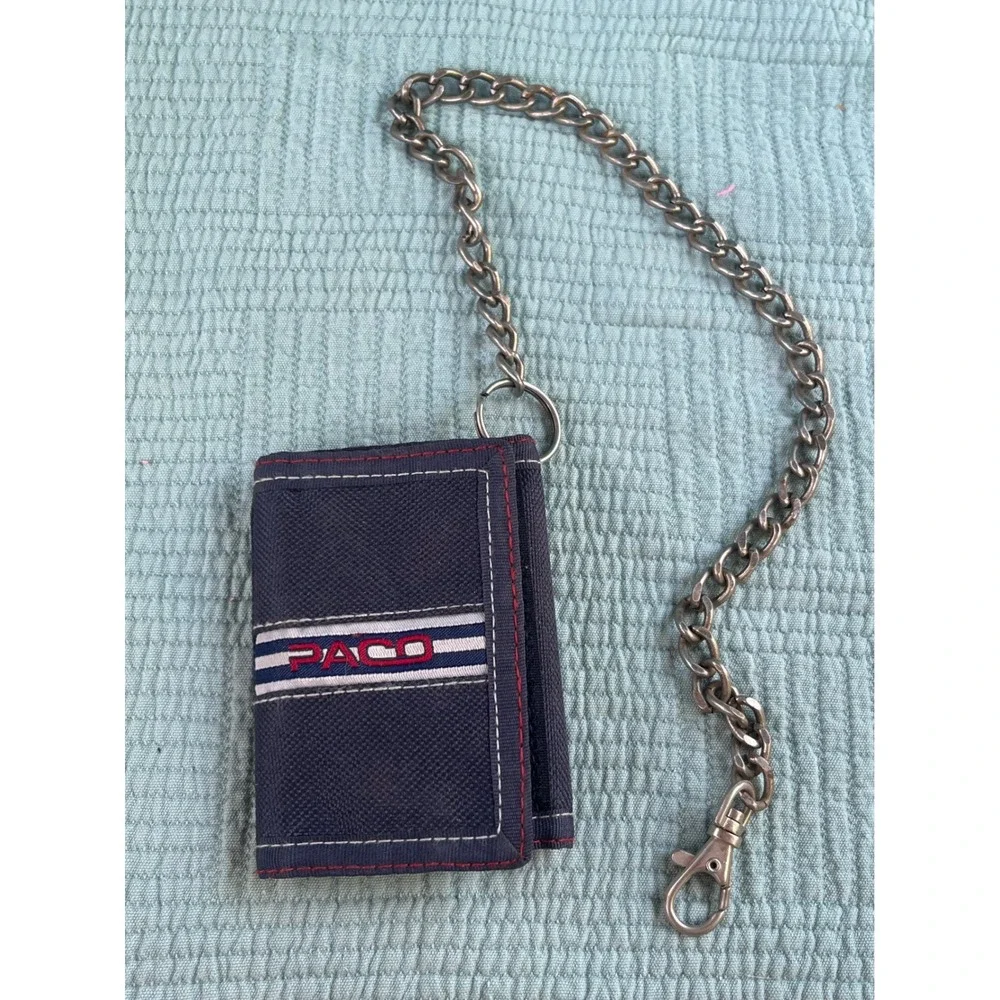 Vintage Paco Jeans Navy Canvas Trifold Chain Wallet 90s Skater Streetwear rare
